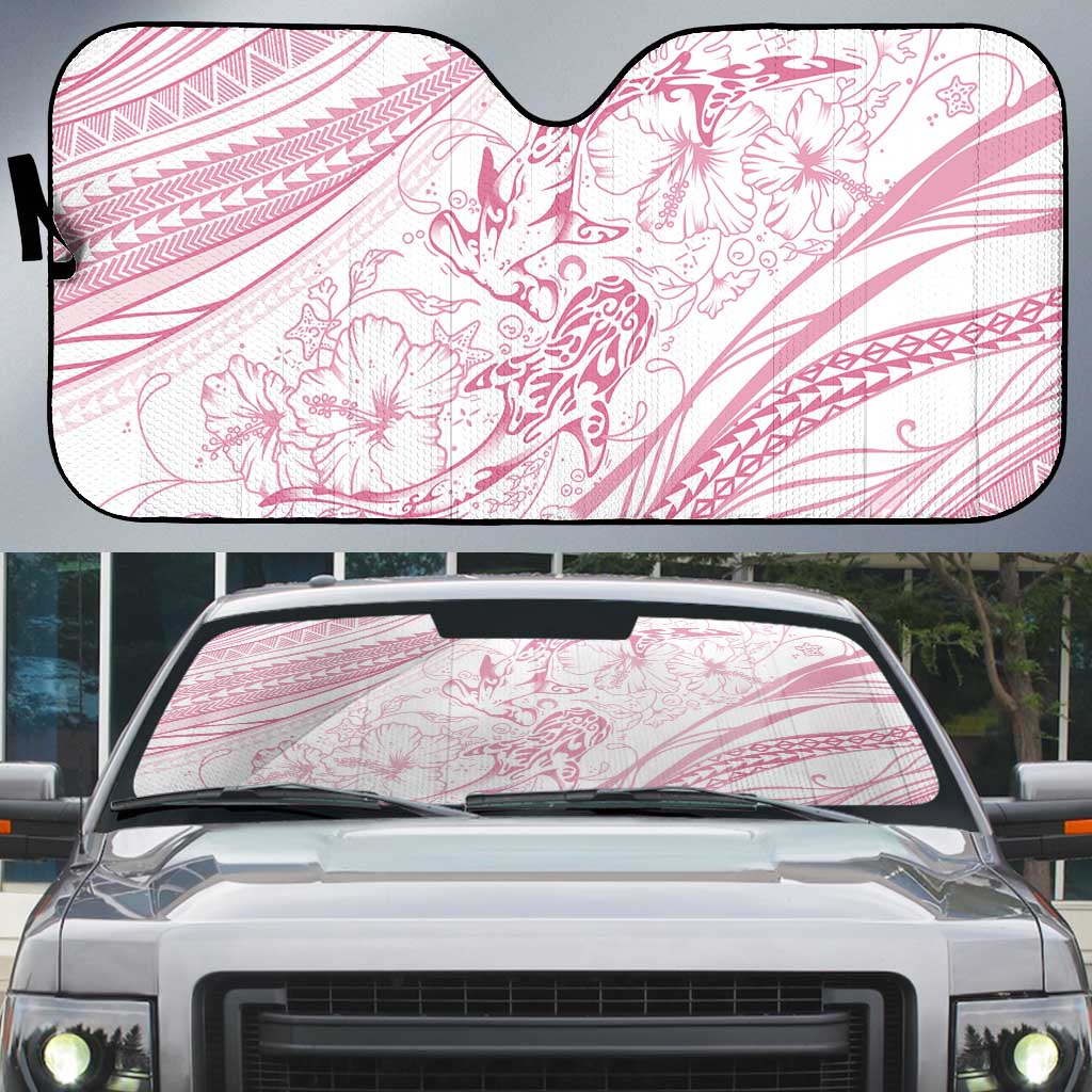 Sharks Couple Dreamy Polynesians Floral Sea Auto Sun Shade Pink LT7 Pink - Polynesian Pride