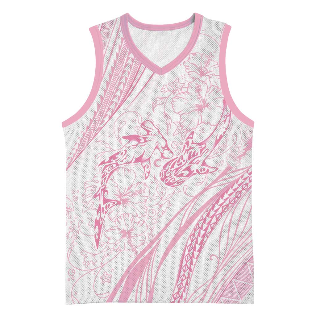 Sharks Couple Dreamy Polynesians Floral Sea Basketball Jersey Pink LT7 Unisex Pink - Polynesian Pride