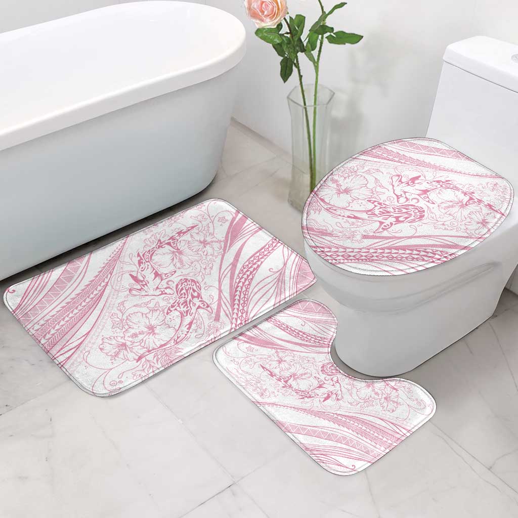 Sharks Couple Dreamy Polynesians Floral Sea Bathroom Set Pink - Polynesian Pride