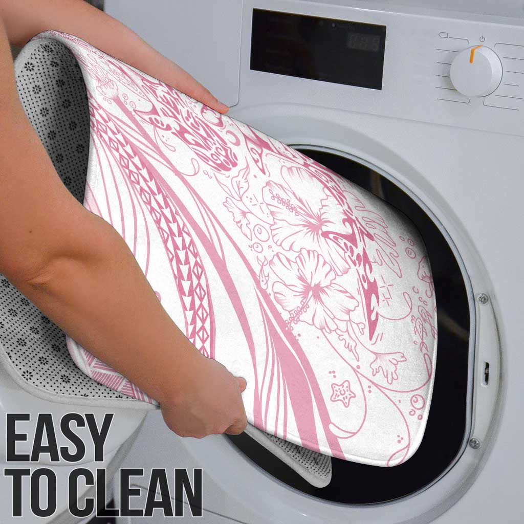 Sharks Couple Dreamy Polynesians Floral Sea Bathroom Set Pink - Polynesian Pride