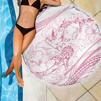 Sharks Couple Dreamy Polynesians Floral Sea Beach Blanket Pink - Polynesian Pride