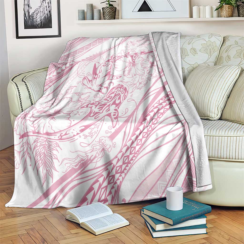 Sharks Couple Dreamy Polynesians Floral Sea Blanket Pink LT7 Pink - Polynesian Pride