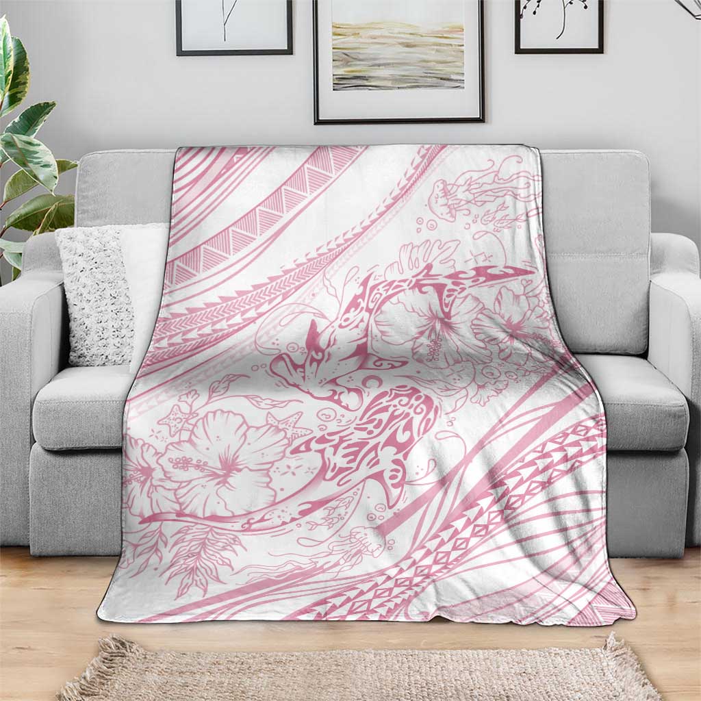 Sharks Couple Dreamy Polynesians Floral Sea Blanket Pink LT7 - Polynesian Pride