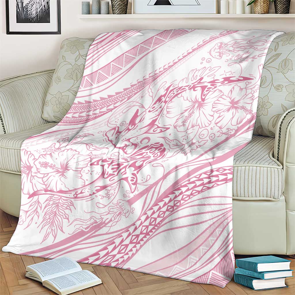 Sharks Couple Dreamy Polynesians Floral Sea Blanket Pink LT7 - Polynesian Pride