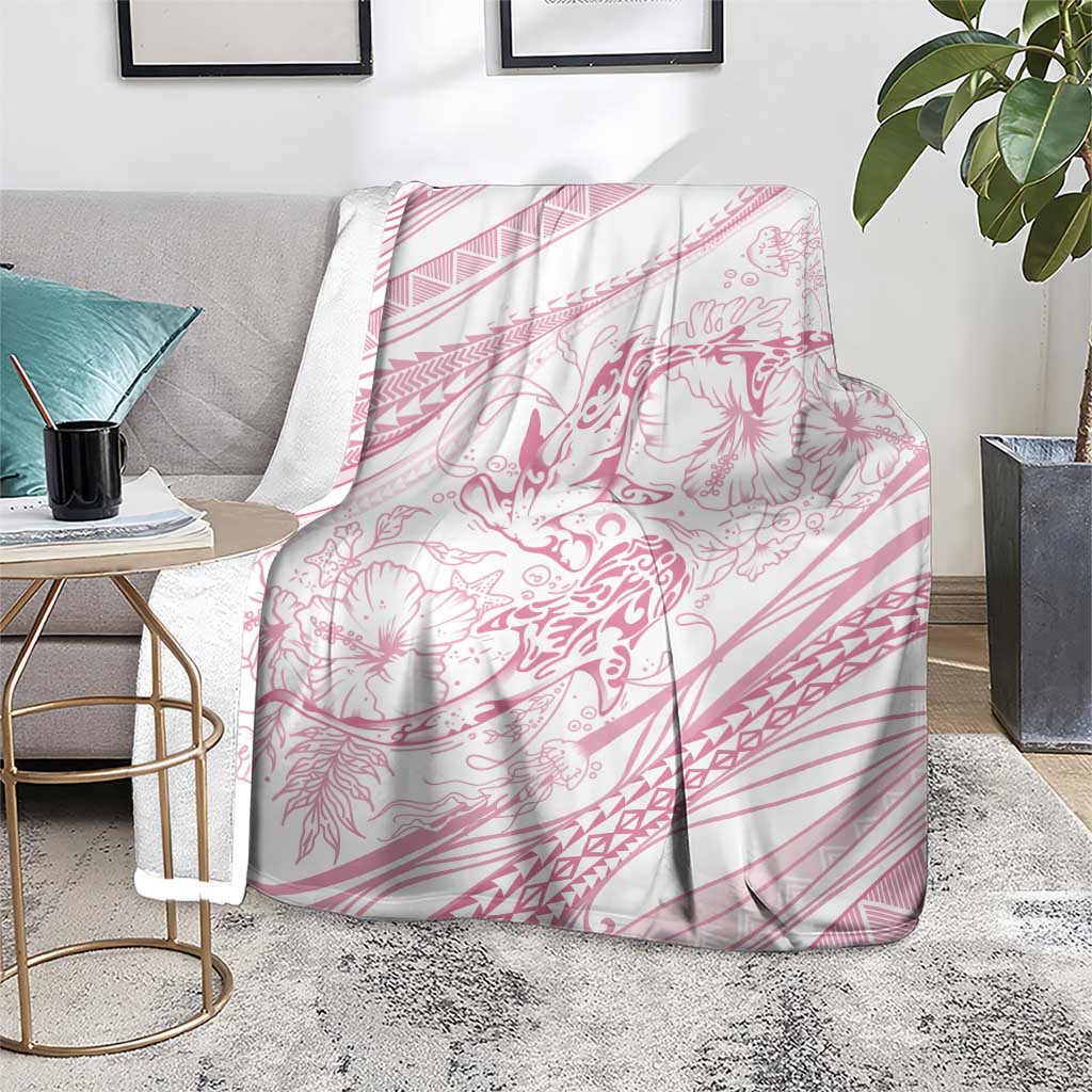 Sharks Couple Dreamy Polynesians Floral Sea Blanket Pink LT7 - Polynesian Pride