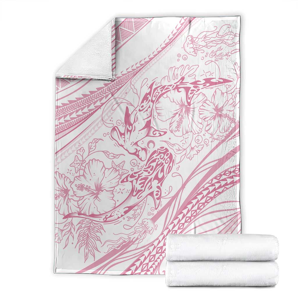 Sharks Couple Dreamy Polynesians Floral Sea Blanket Pink LT7 - Polynesian Pride