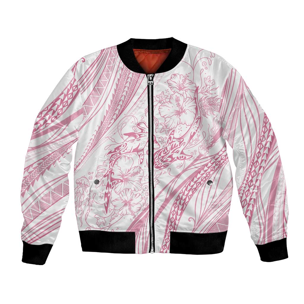 Sharks Couple Dreamy Polynesians Floral Sea Bomber Jacket Pink - Polynesian Pride