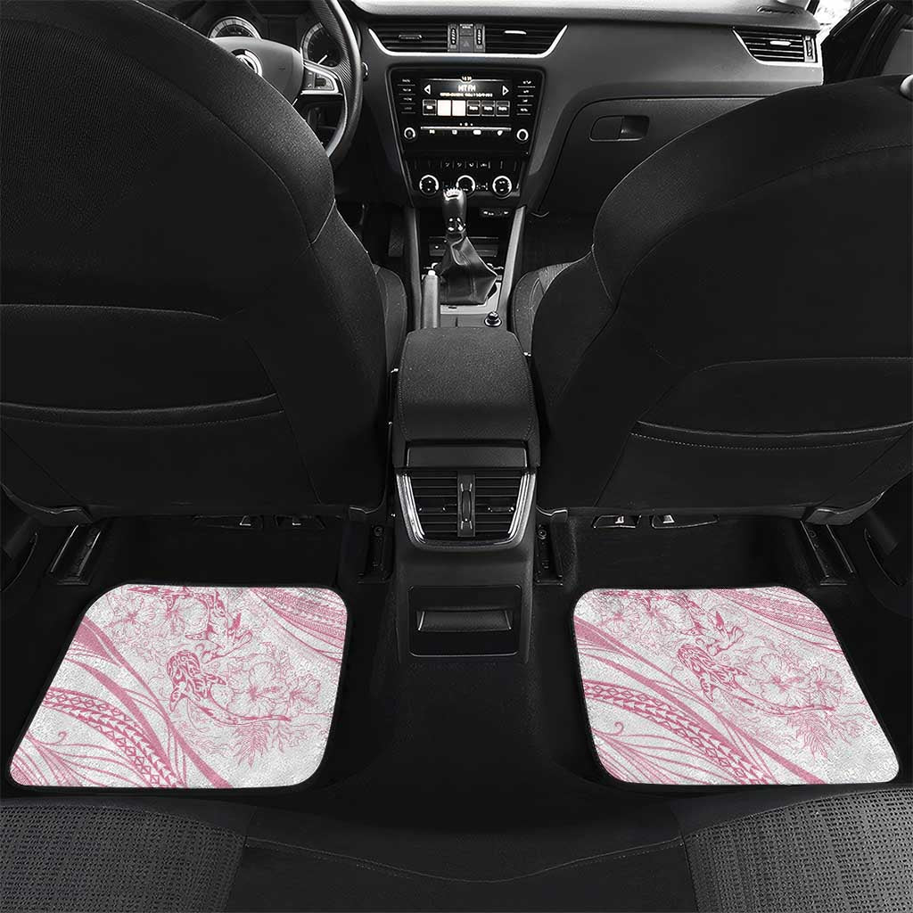 Sharks Couple Dreamy Polynesians Floral Sea Car Mats Pink LT7 Set 2pcs - Back Pink - Polynesian Pride