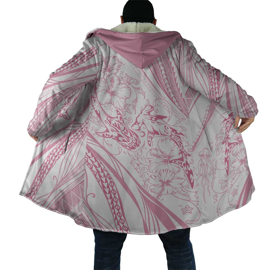 Sharks Couple Dreamy Polynesians Floral Sea Cloak Pink LT7 - Polynesian Pride