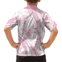 Sharks Couple Dreamy Polynesians Floral Sea Family Matching Off Shoulder Maxi Dress and Hawaiian Shirt Pink - Polynesian Pride