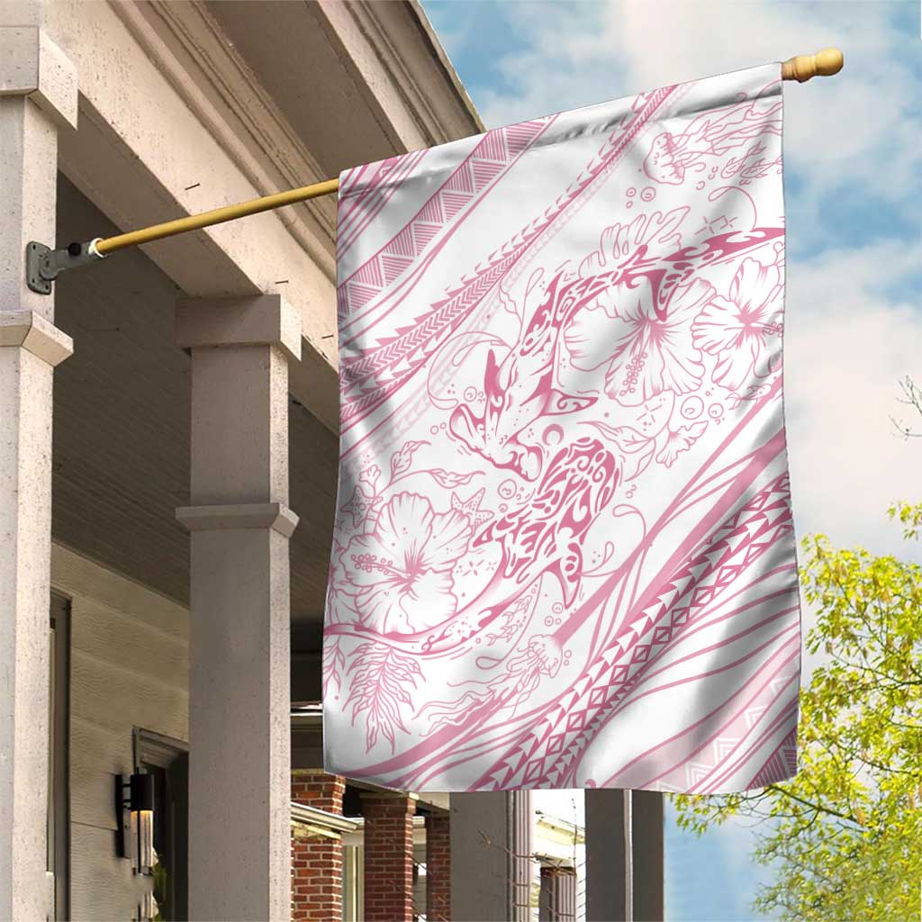 Sharks Couple Dreamy Polynesians Floral Sea Garden Flag Pink LT7 House Flag Pink - Polynesian Pride