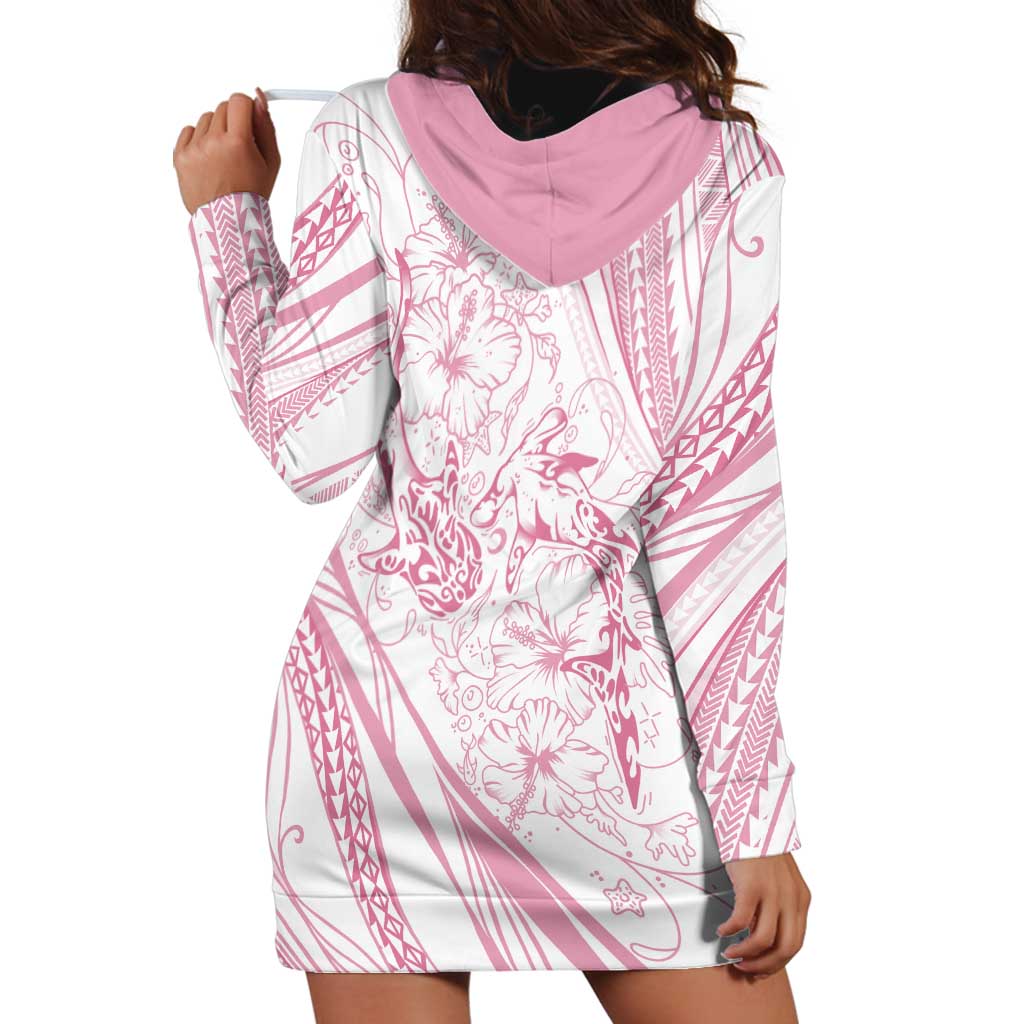 Sharks Couple Dreamy Polynesians Floral Sea Hoodie Dress Pink LT7 - Polynesian Pride
