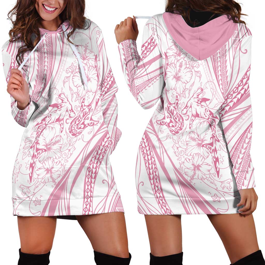 Sharks Couple Dreamy Polynesians Floral Sea Hoodie Dress Pink LT7 - Polynesian Pride