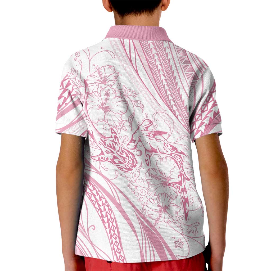 Sharks Couple Dreamy Polynesians Floral Sea Kid Polo Shirt Pink LT7 - Polynesian Pride