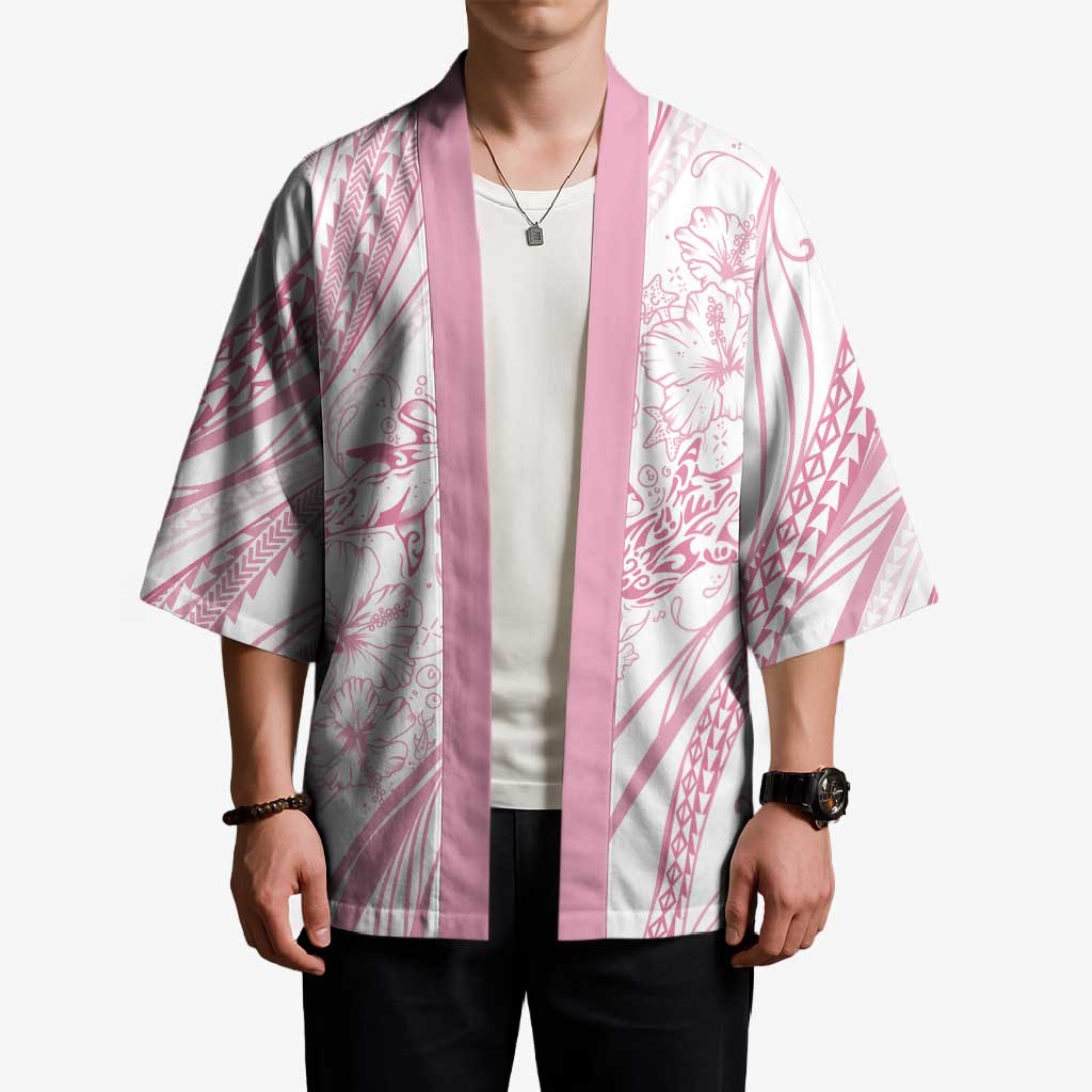 Sharks Couple Dreamy Polynesians Floral Sea Kimono Pink LT7 - Polynesian Pride