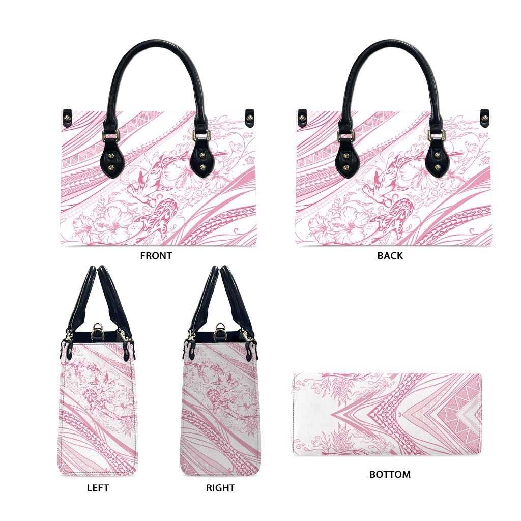 Sharks Couple Dreamy Polynesians Floral Sea Leather Bag Pink LT7 - Polynesian Pride