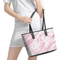 Sharks Couple Dreamy Polynesians Floral Sea Leather Tote Bag Pink LT7 - Polynesian Pride