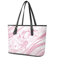 Sharks Couple Dreamy Polynesians Floral Sea Leather Tote Bag Pink LT7 - Polynesian Pride