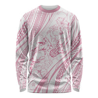 Sharks Couple Dreamy Polynesians Floral Sea Long Sleeve Shirt Pink LT7 Unisex Pink - Polynesian Pride
