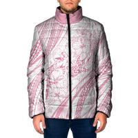 Sharks Couple Dreamy Polynesians Floral Sea Padded Jacket Pink LT7 Men Pink - Polynesian Pride