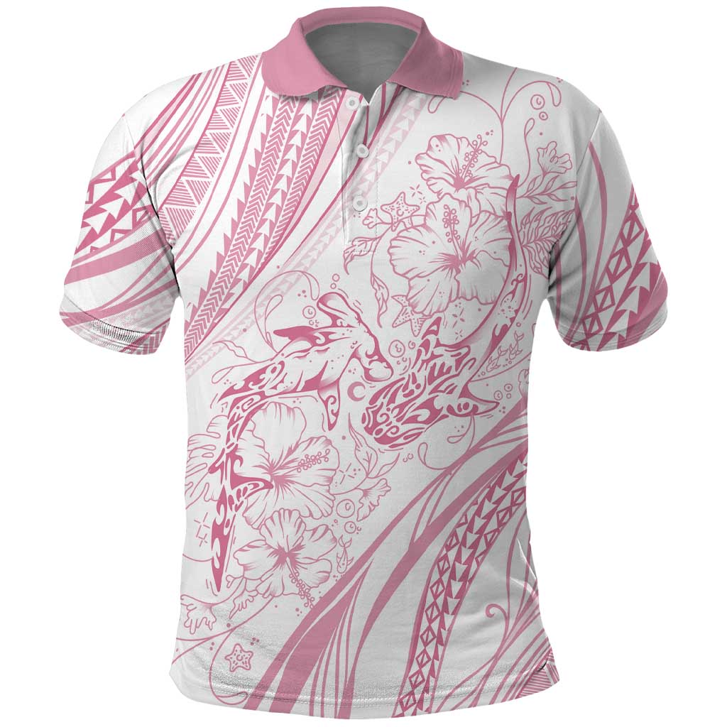 Sharks Couple Dreamy Polynesians Floral Sea Polo Shirt Pink LT7 Pink - Polynesian Pride