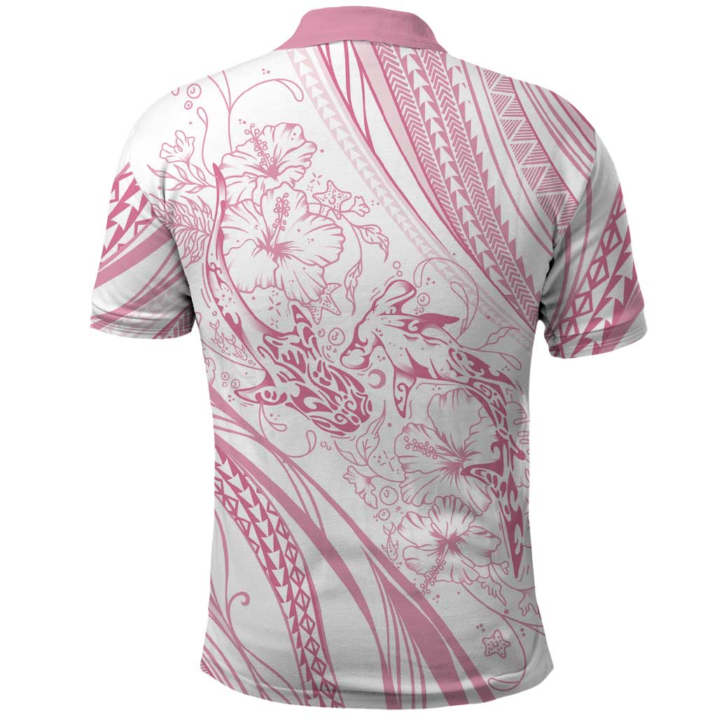 Sharks Couple Dreamy Polynesians Floral Sea Polo Shirt Pink LT7 - Polynesian Pride