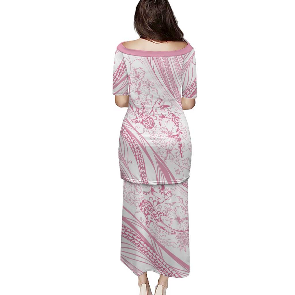 Sharks Couple Dreamy Polynesians Floral Sea Puletasi Pink LT7 - Polynesian Pride