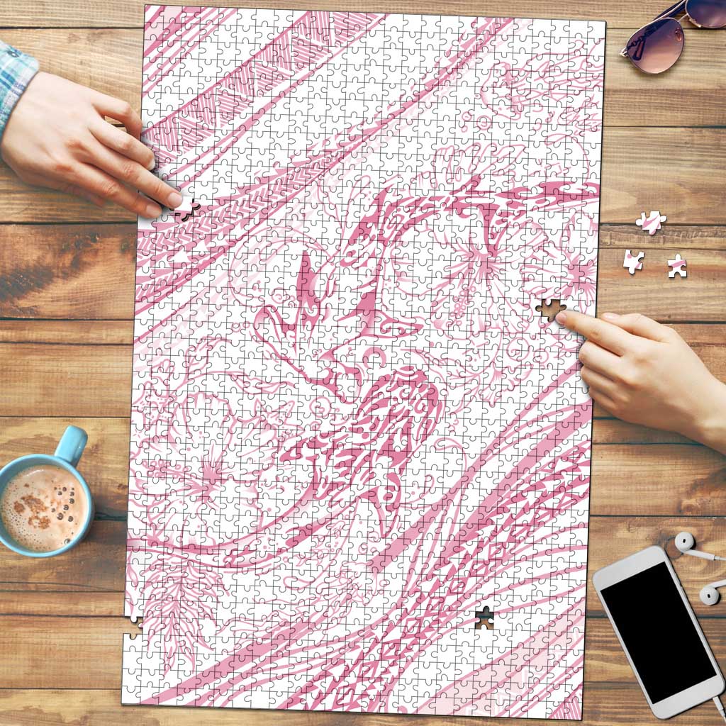 Sharks Couple Dreamy Polynesians Floral Sea Puzzle Pink LT7 Pink - Polynesian Pride