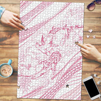 Sharks Couple Dreamy Polynesians Floral Sea Puzzle Pink LT7 Pink - Polynesian Pride