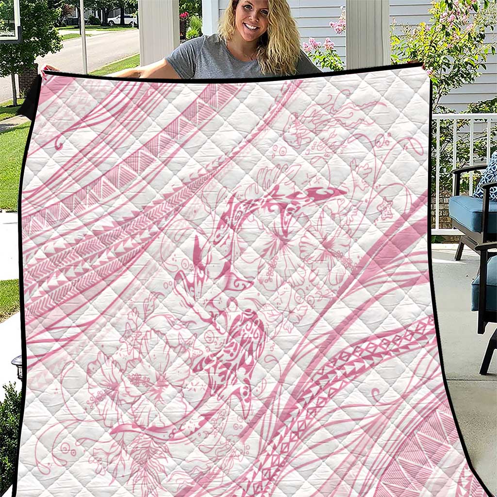 Sharks Couple Dreamy Polynesians Floral Sea Quilt Pink LT7 Pink - Polynesian Pride