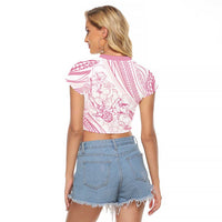 Sharks Couple Dreamy Polynesians Floral Sea Raglan Cropped T Shirt Pink LT7 - Polynesian Pride
