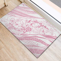Sharks Couple Dreamy Polynesians Floral Sea Rubber Doormat Pink LT7 - Polynesian Pride