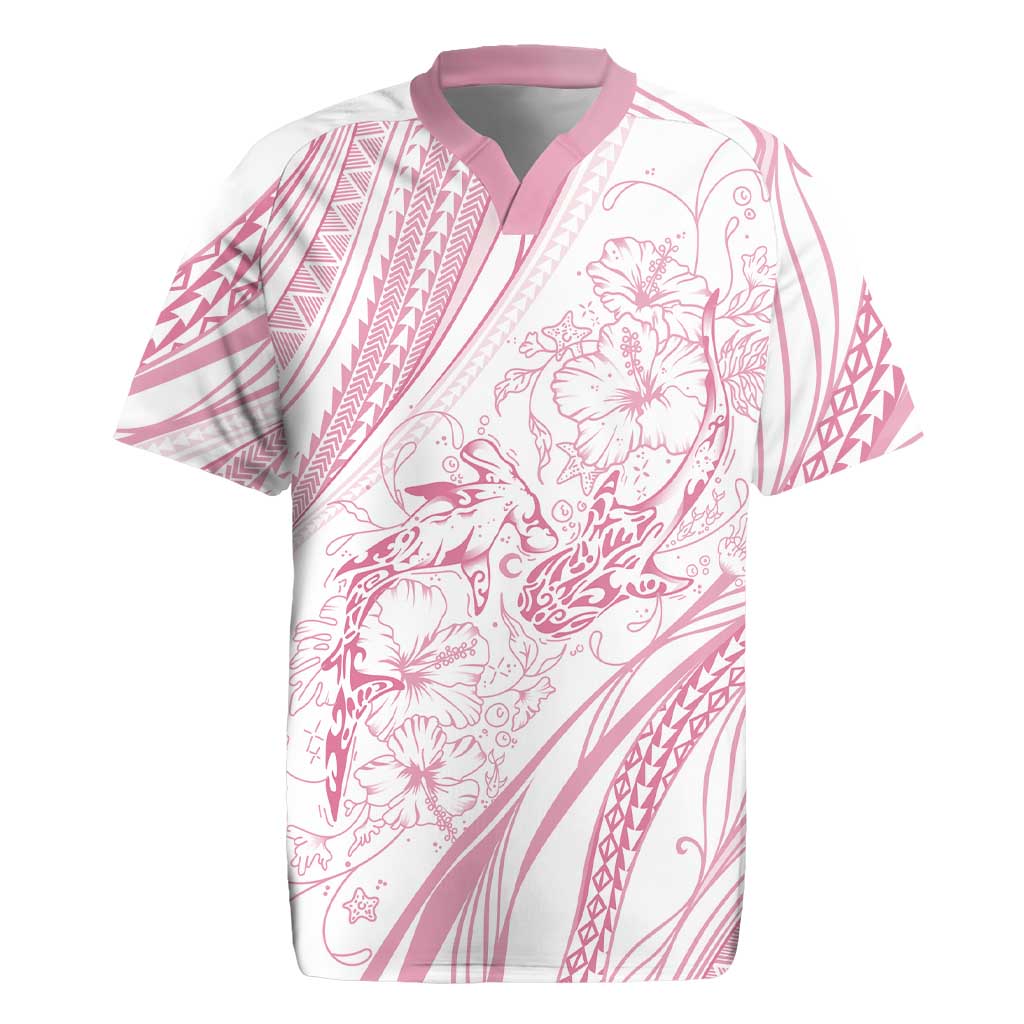 Sharks Couple Dreamy Polynesians Floral Sea Rugby Jersey Pink LT7 Pink - Polynesian Pride