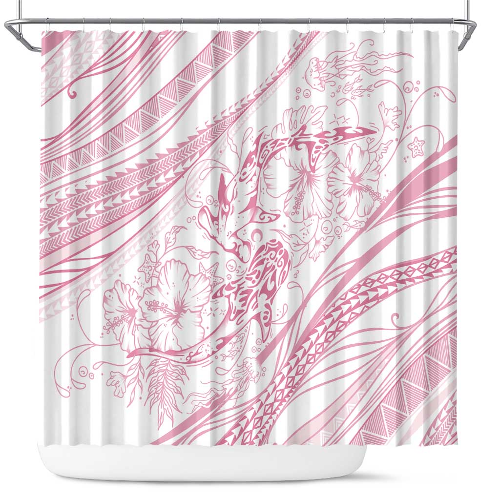 Sharks Couple Dreamy Polynesians Floral Sea Shower Curtain Pink LT7 Pink - Polynesian Pride