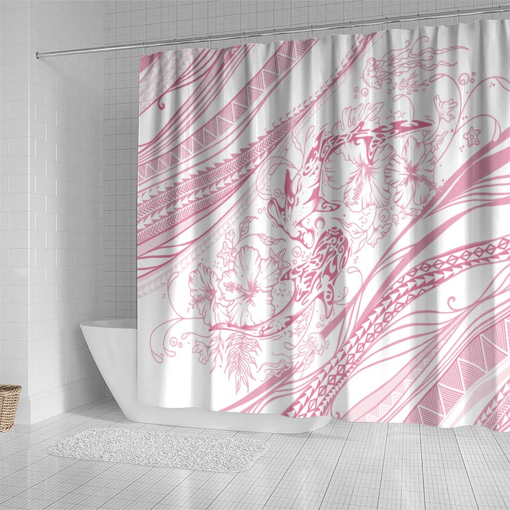 Sharks Couple Dreamy Polynesians Floral Sea Shower Curtain Pink LT7 - Polynesian Pride