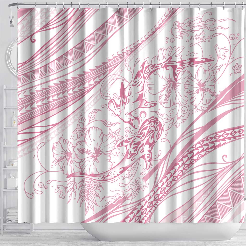 Sharks Couple Dreamy Polynesians Floral Sea Shower Curtain Pink LT7 - Polynesian Pride