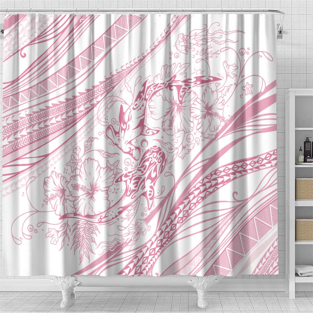 Sharks Couple Dreamy Polynesians Floral Sea Shower Curtain Pink LT7 - Polynesian Pride