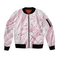 Sharks Couple Dreamy Polynesians Floral Sea Sleeve Zip Bomber Jacket Pink - Polynesian Pride