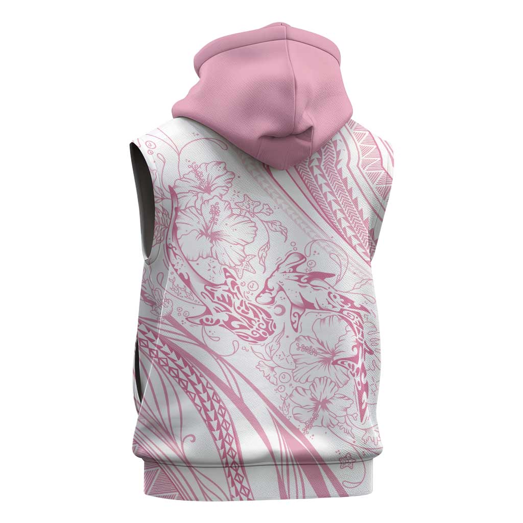 Sharks Couple Dreamy Polynesians Floral Sea Sleeveless Hoodie Pink LT7 - Polynesian Pride