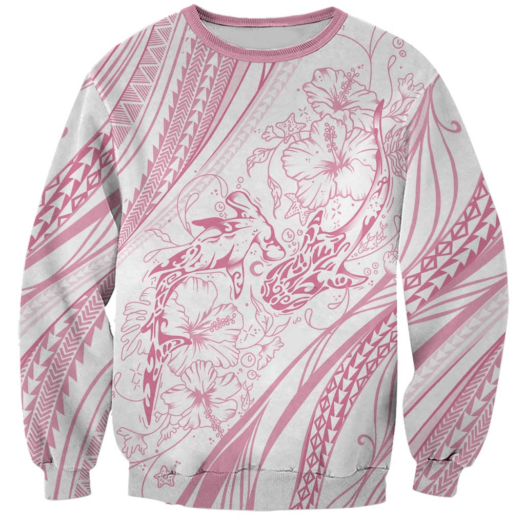 Sharks Couple Dreamy Polynesians Floral Sea Sweatshirt Pink LT7 Unisex Pink - Polynesian Pride