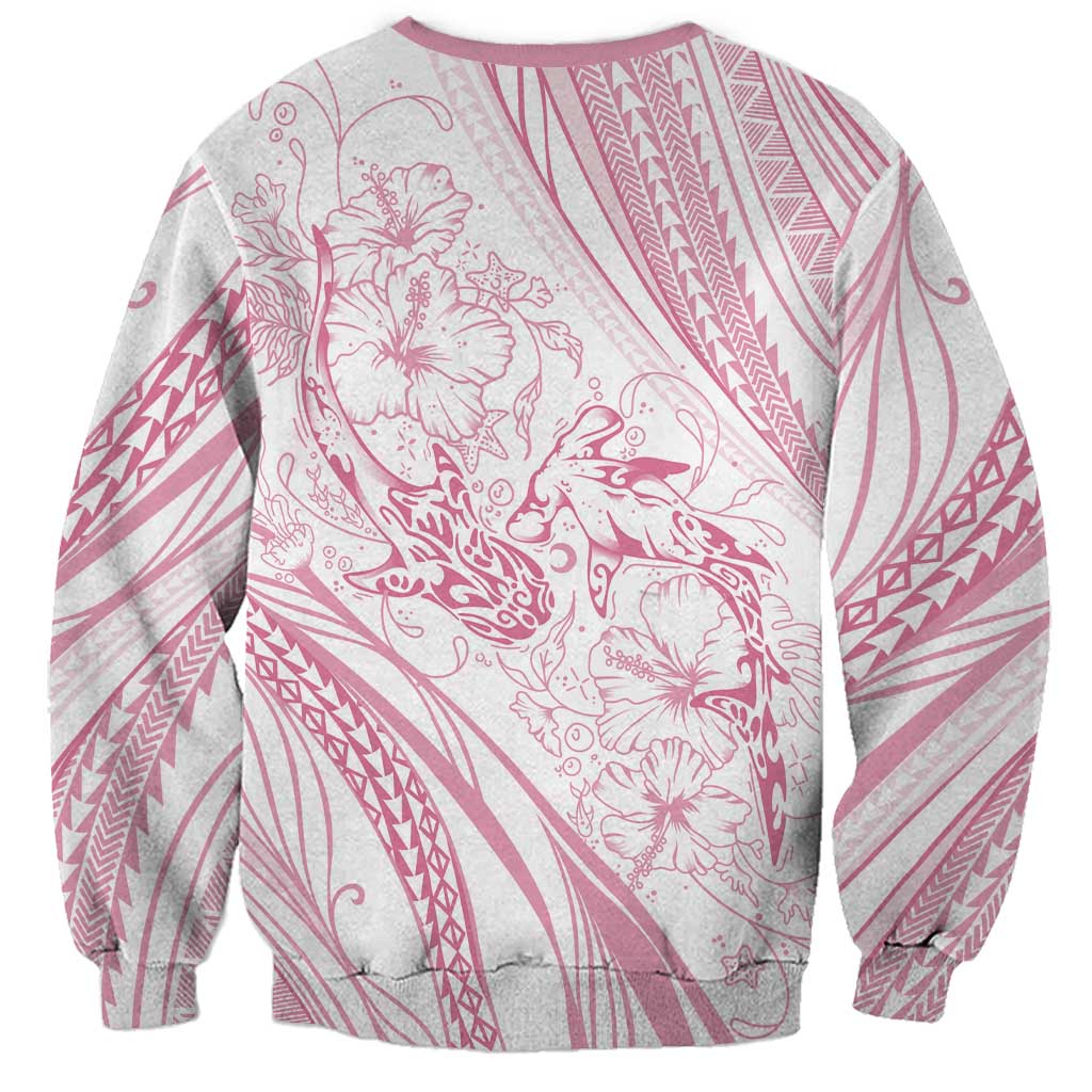 Sharks Couple Dreamy Polynesians Floral Sea Sweatshirt Pink LT7 - Polynesian Pride