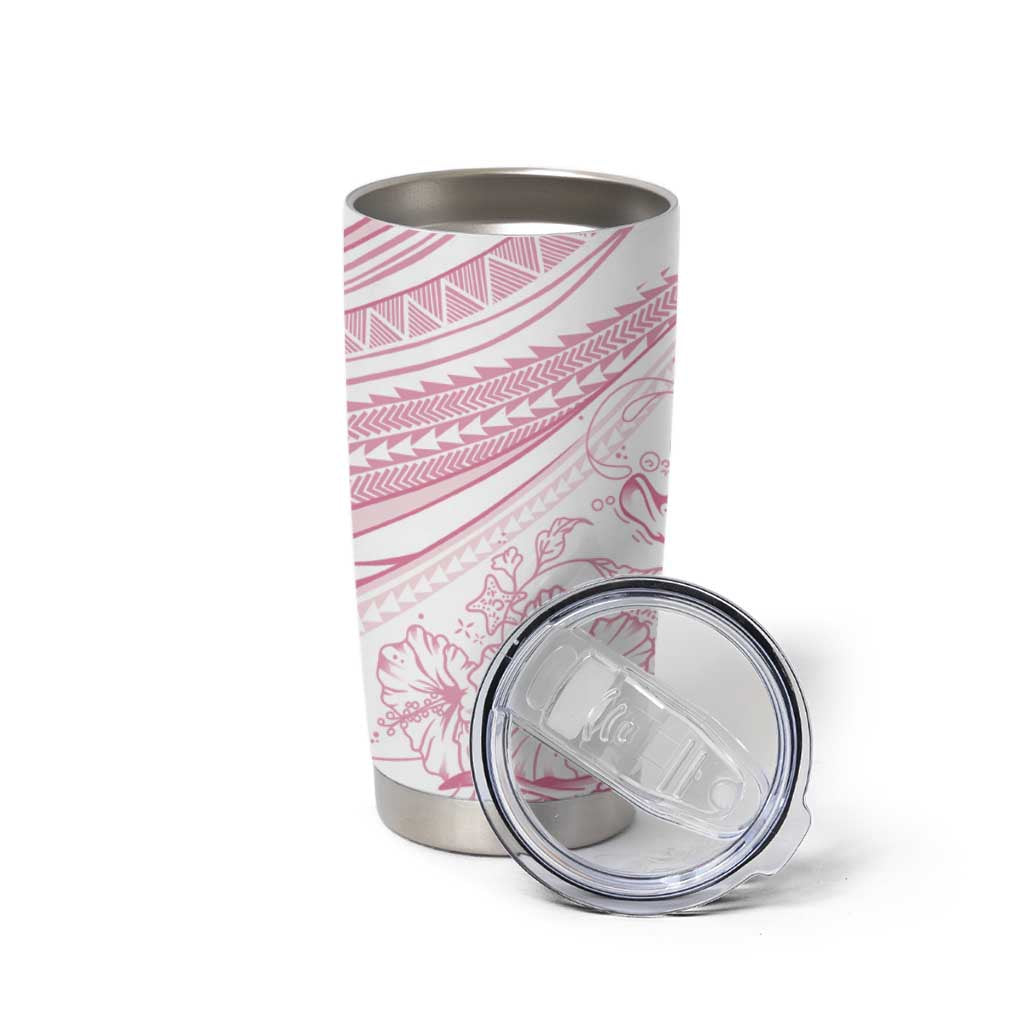 Sharks Couple Dreamy Polynesians Floral Sea Tumbler Cup Pink LT7 - Polynesian Pride