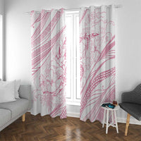 Sharks Couple Dreamy Polynesians Floral Sea Window Curtain Pink - Polynesian Pride