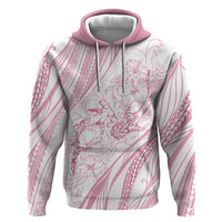 Sharks Couple Dreamy Polynesians Floral Sea Zip Hoodie Pink LT7 Pullover Hoodie Pink - Polynesian Pride