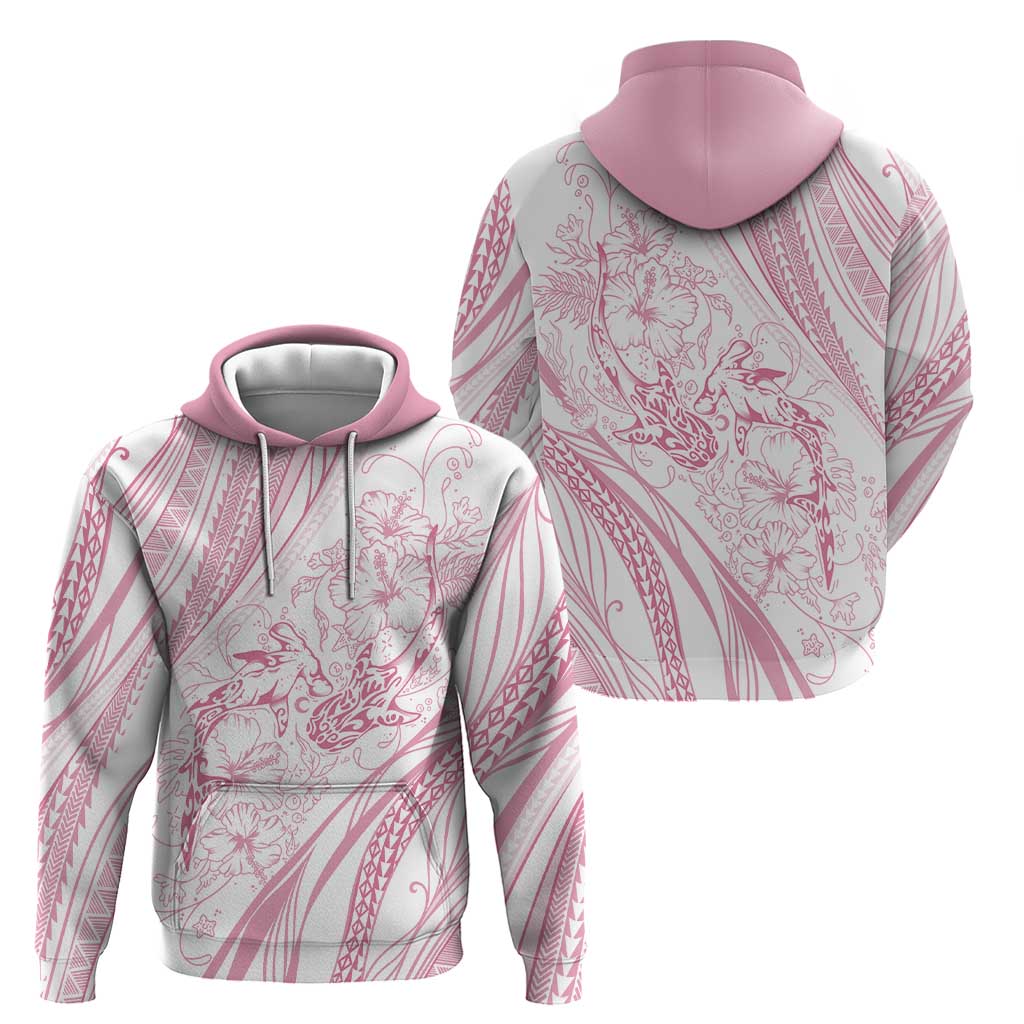 Sharks Couple Dreamy Polynesians Floral Sea Zip Hoodie Pink LT7 - Polynesian Pride