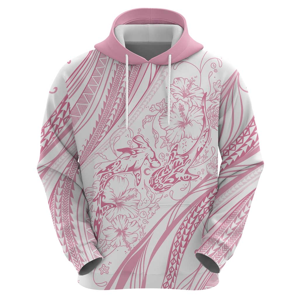 Sharks Couple Dreamy Polynesians Floral Sea Zip Hoodie Pink LT7 - Polynesian Pride