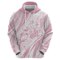 Sharks Couple Dreamy Polynesians Floral Sea Zip Hoodie Pink LT7 - Polynesian Pride