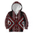 Red Tukutuku Pattern Aotearoa Kid Hoodie Niho Taniwha and Puhoro Motifs