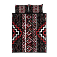 Red Tukutuku Pattern Aotearoa Quilt Bed Set Niho Taniwha and Puhoro Motifs