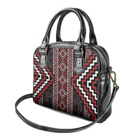 Red Tukutuku Pattern Aotearoa Shoulder Handbag Niho Taniwha and Puhoro Motifs